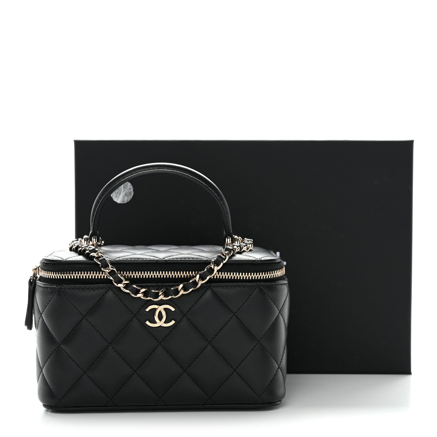 Chanel Lambskin Quilted Small Top Handle Vanity Case With Chain Black 11 of 11