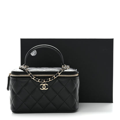 Chanel Lambskin Quilted Small Top Handle Vanity Case With Chain Black 11 of 11