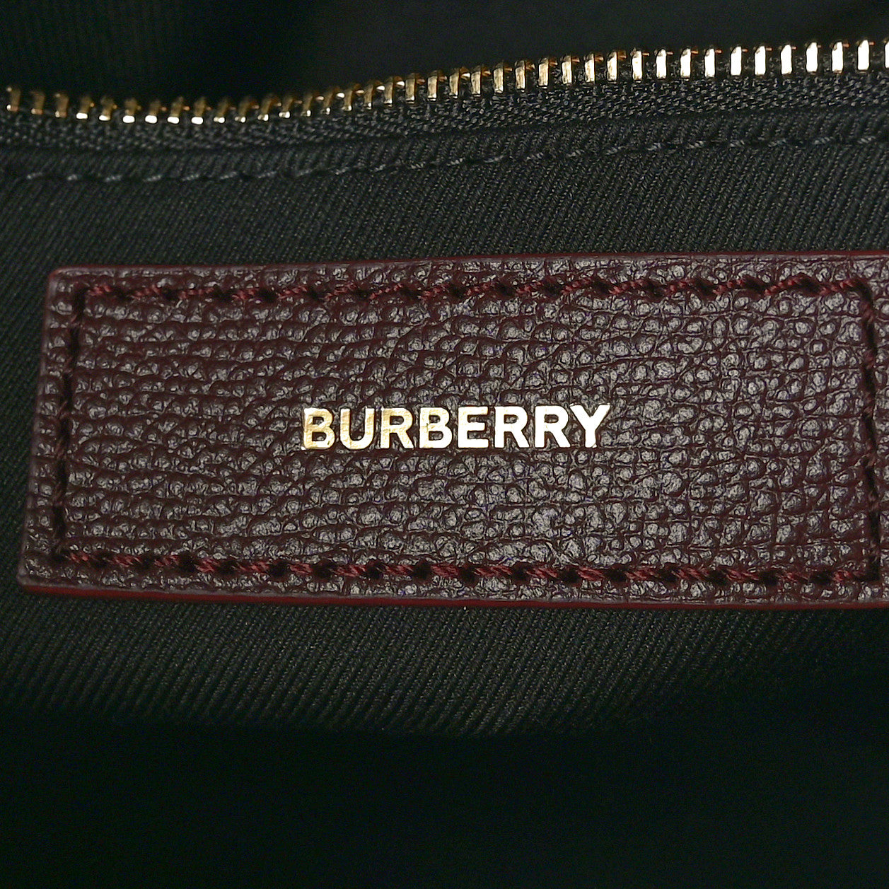 Burberry Grainy Calfskin House Check Small Banner Tote Mahogany Red 6 of 9
