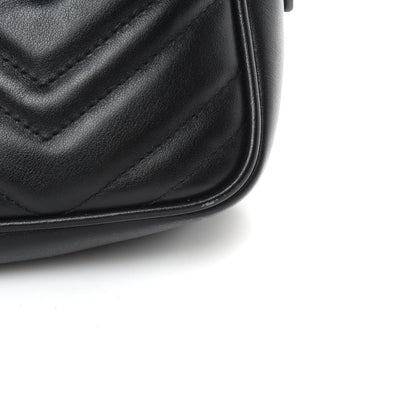 Gucci Calfskin Matelasse Small GG Marmont Chain Shoulder Bag Black 11 of 12