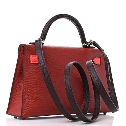 Hermes Epsom Tri-Color Mini Kelly Sellier 20 Rouge Venetian Rouge Sellier Rose Texas 3 of 10