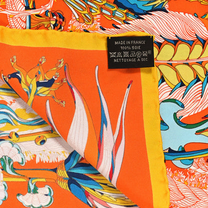 Hermes Silk Fantaisie Botanique Scarf 45 Orange Turquoise 2 of 4