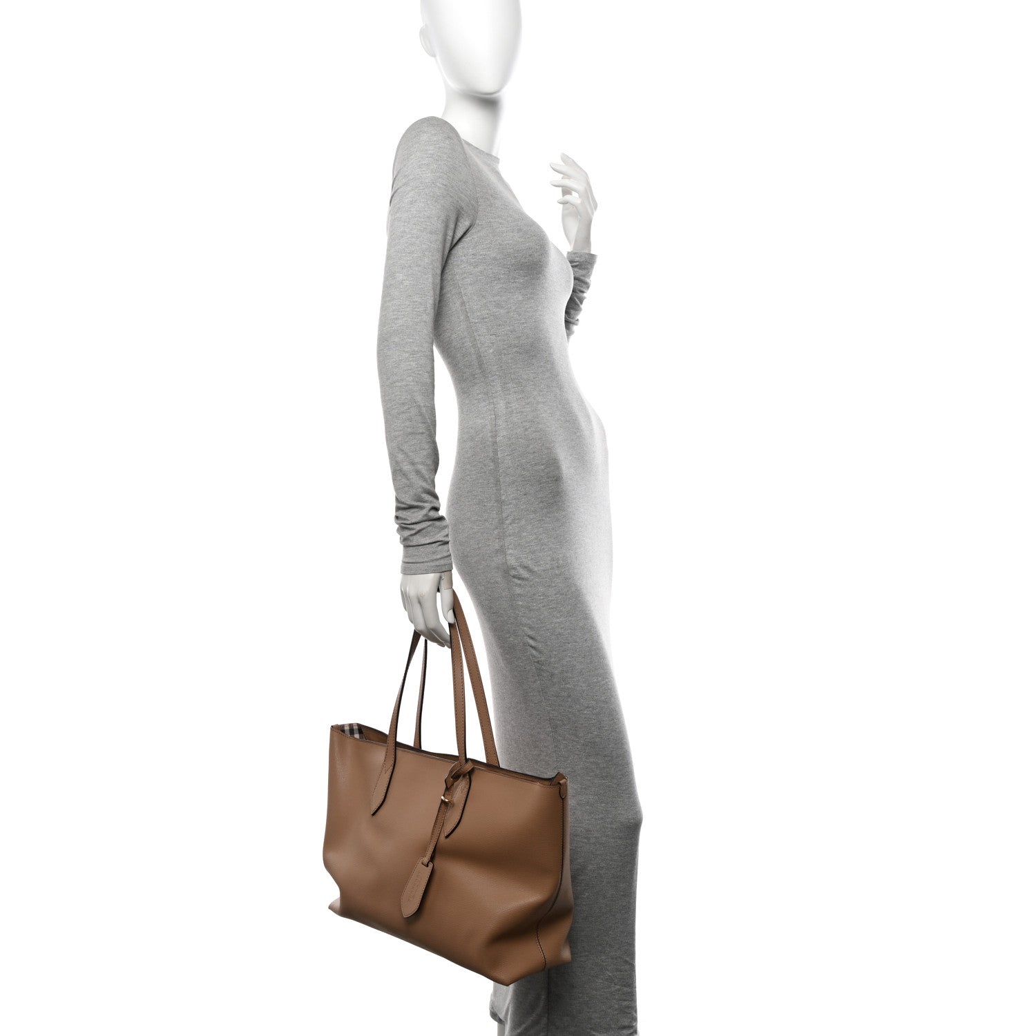 Burberry Grainy Calfskin Haymarket Check Medium Ardwell Zip Tote Camel 2 of 11