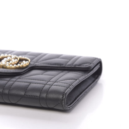 Gucci Calfskin Matelasse Mini Pearly GG Marmont Chain Wallet Black 9 of 11