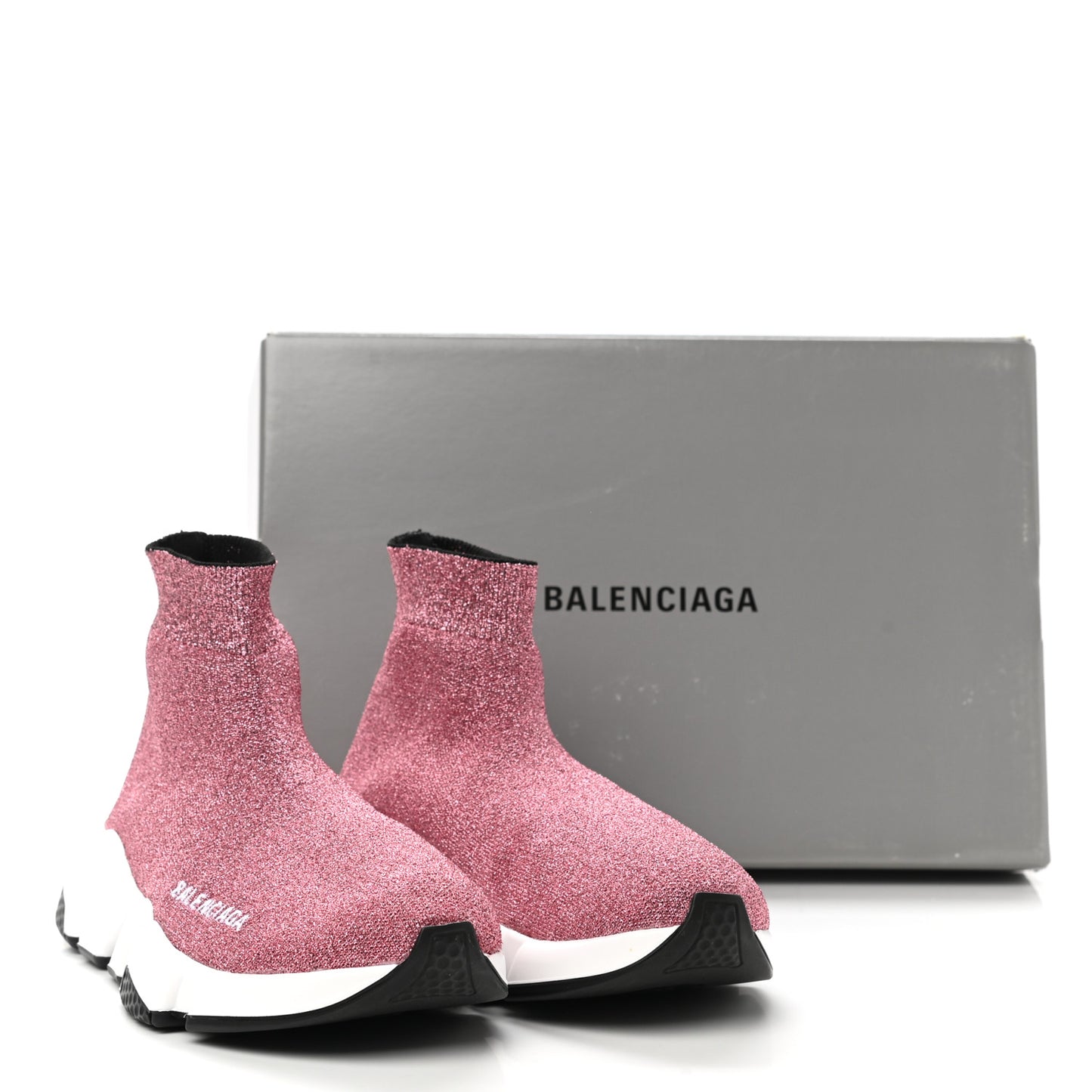 Laminated Knit Bi-Color Sole Womens Speed Sneakers 37 Pink White Black