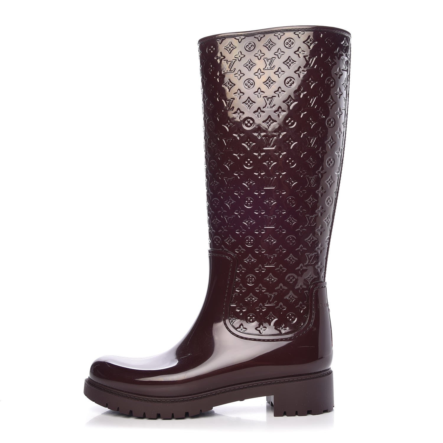 Louis Vuitton Rubber Embossed Monogram Splash Rain Boots 40 Burgundy 1 of 10