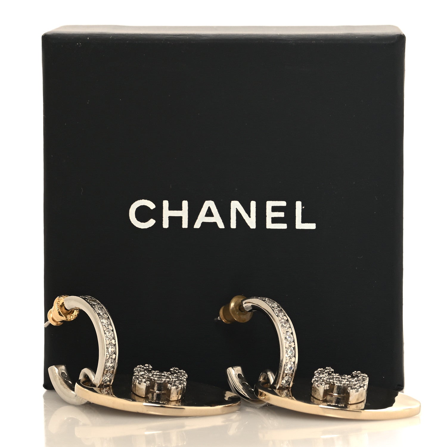 Chanel Crystal CC Tag Drop Earrings Gold 5 of 5