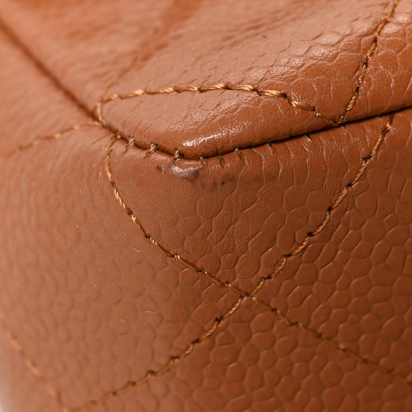 Caviar Quilted Mini Rectangular Flap Light Brown