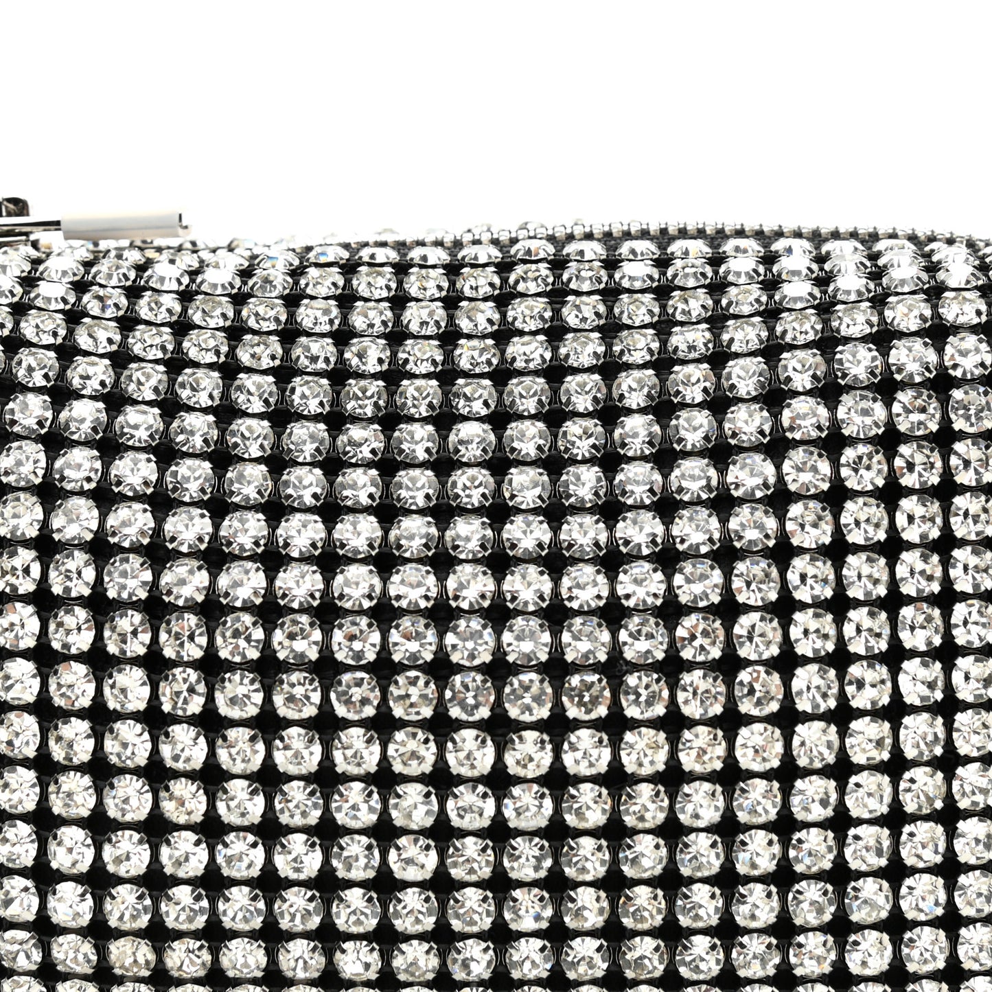 Mesh Crystal Rhinestone Mini Heiress Pouch Black Silver