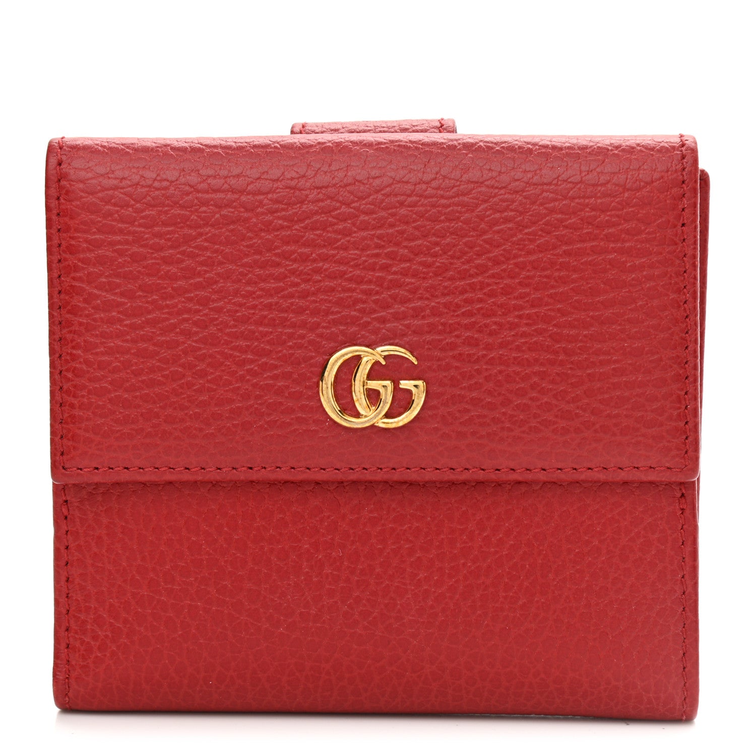 Gucci Dollar Calfskin Double G French Flap Wallet Hibiscus Red 1 of 7