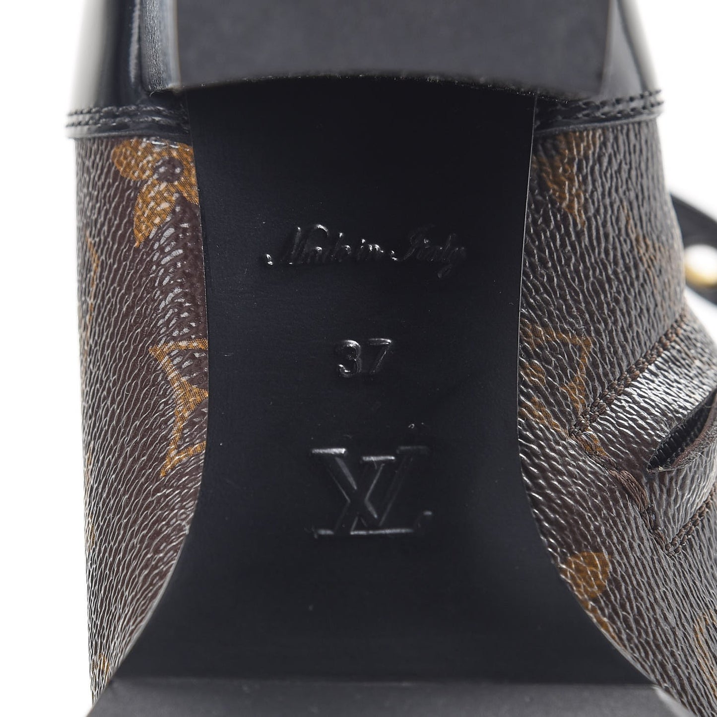 Patent Calfskin Monogram Star Trail Ankle Boots 37 Black
