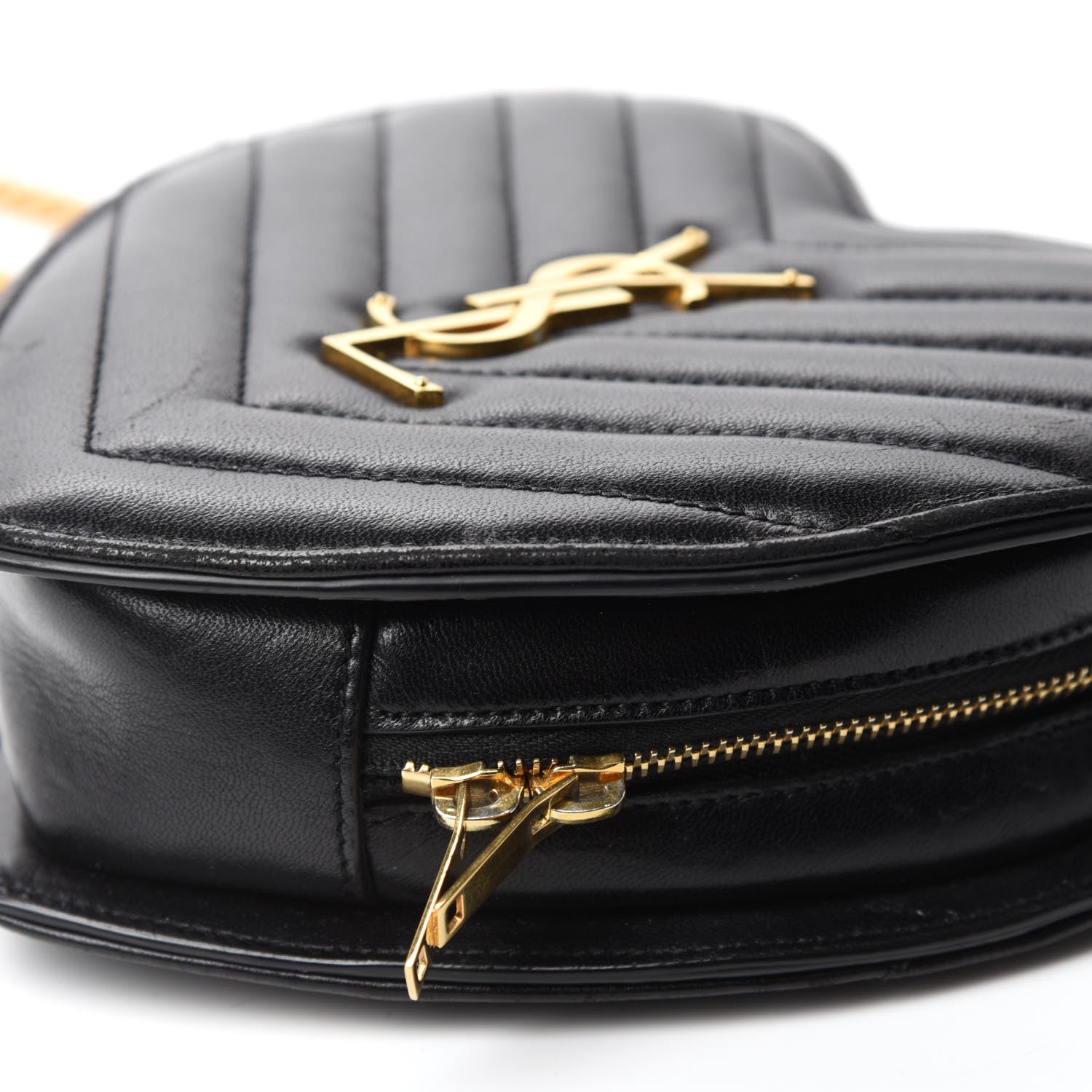 Saint Laurent Lambskin Matelasse Chevron Monogram Small Love Heart Chain Bag Black 7 of 10