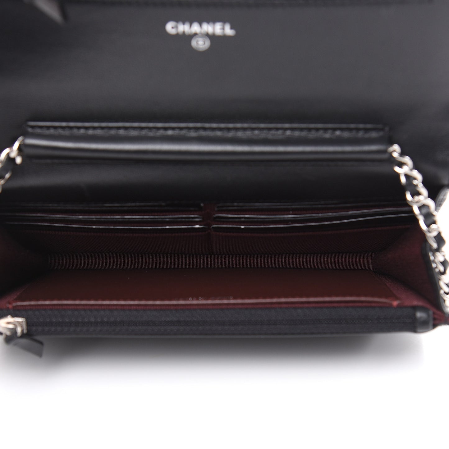 Lambskin Quilted Wallet On Chain WOC Black