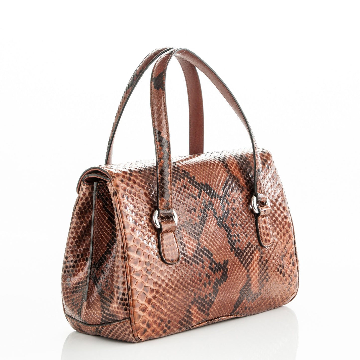 Python Small Lady Lock Satchel Brown