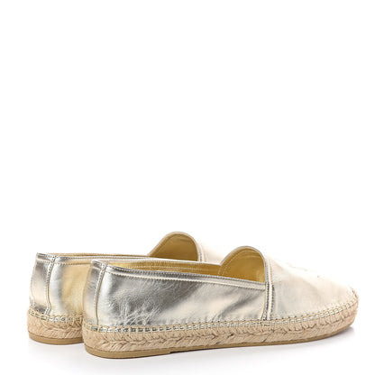 Saint Laurent Metallic Lambskin Monogram Espadrilles 39.5 Platino 4 of 7
