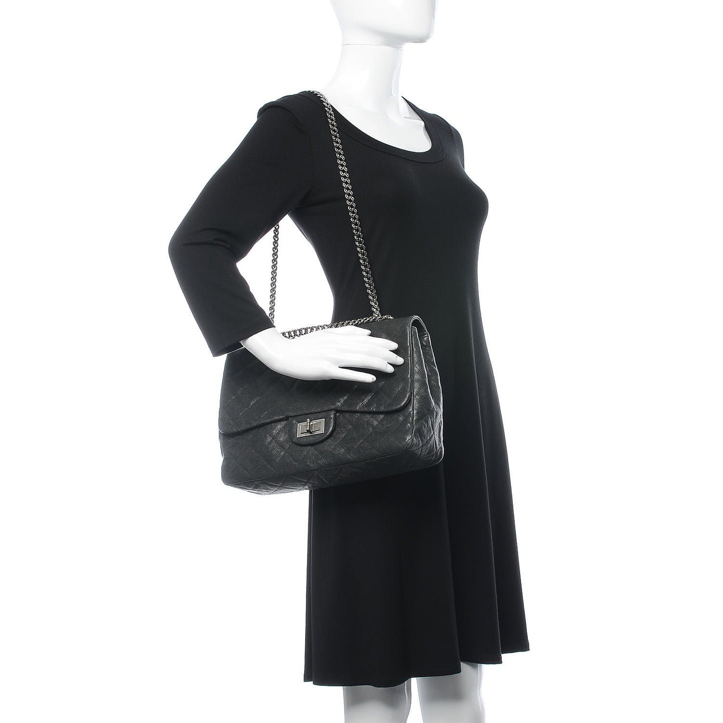 Washed Caviar Quilted 2.55 Reissue 227 Bijoux Chain Flap Black