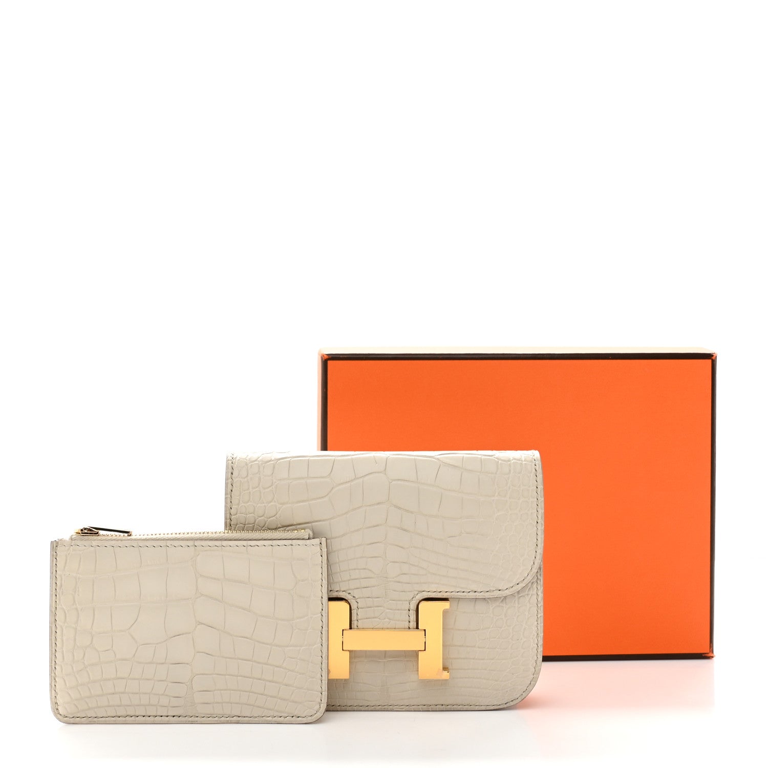 Hermes Matte Alligator Constance Slim Wallet Beton 9 of 9