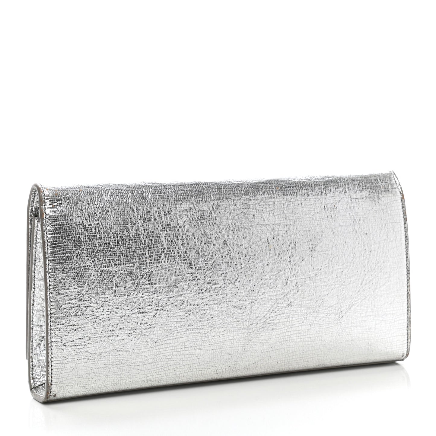 Textured Metallic Calfskin Classic Monogram Cassandre Clutch Silver