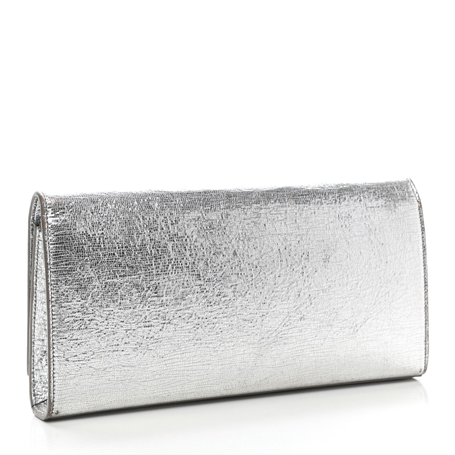 Saint Laurent Textured Metallic Calfskin Classic Monogram Cassandre Clutch Silver 3 of 9