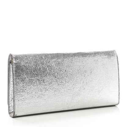Saint Laurent Textured Metallic Calfskin Classic Monogram Cassandre Clutch Silver 3 of 9