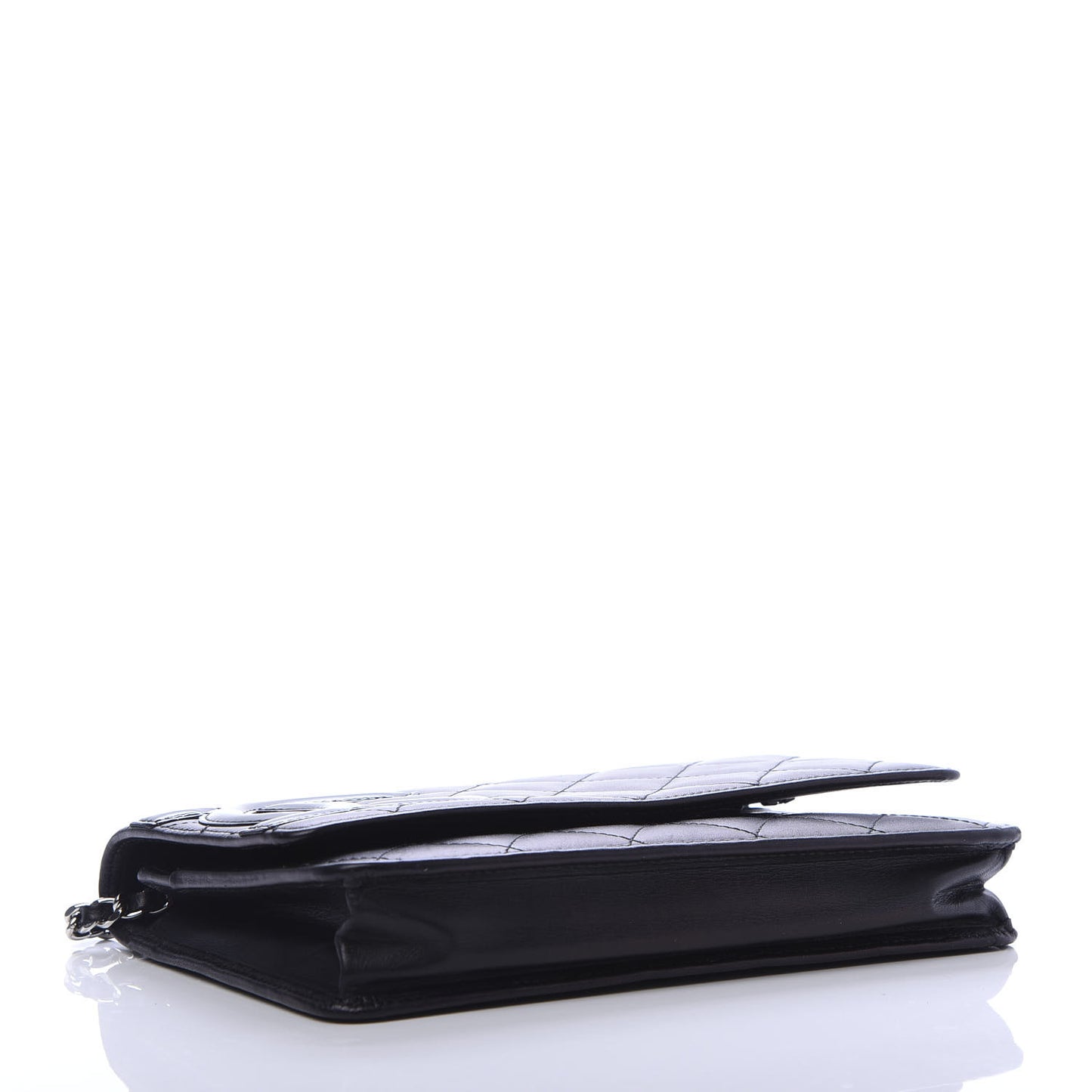 Calfskin Quilted Cambon Wallet On Chain WOC Black