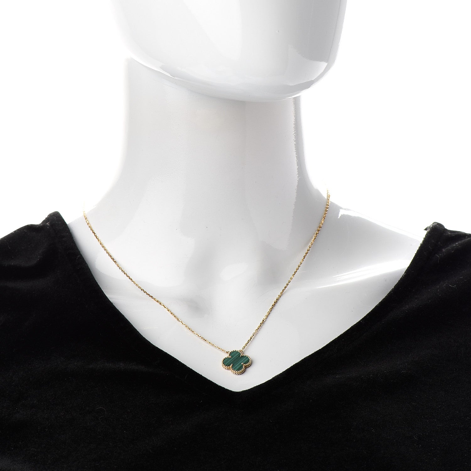 Van Cleef & Arpels 18K Yellow Gold Malachite Vintage Alhambra Pendant Necklace 2 of 6