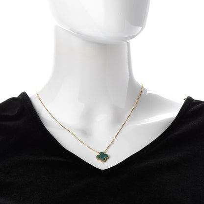 Van Cleef & Arpels 18K Yellow Gold Malachite Vintage Alhambra Pendant Necklace 2 of 6