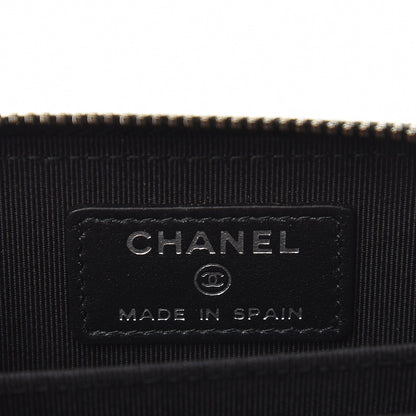 Chanel Iridescent Caviar Chevron Quilted Zip Around Coin Purse Black 6 of 8