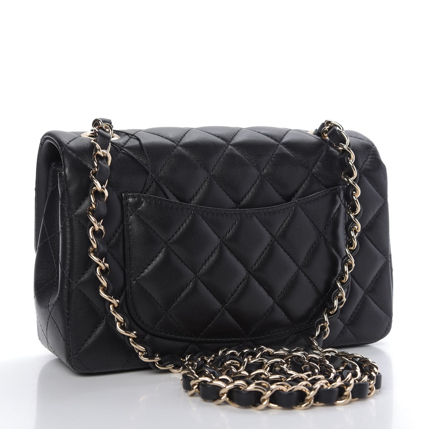 Lambskin Quilted Mini Rectangular Flap Black