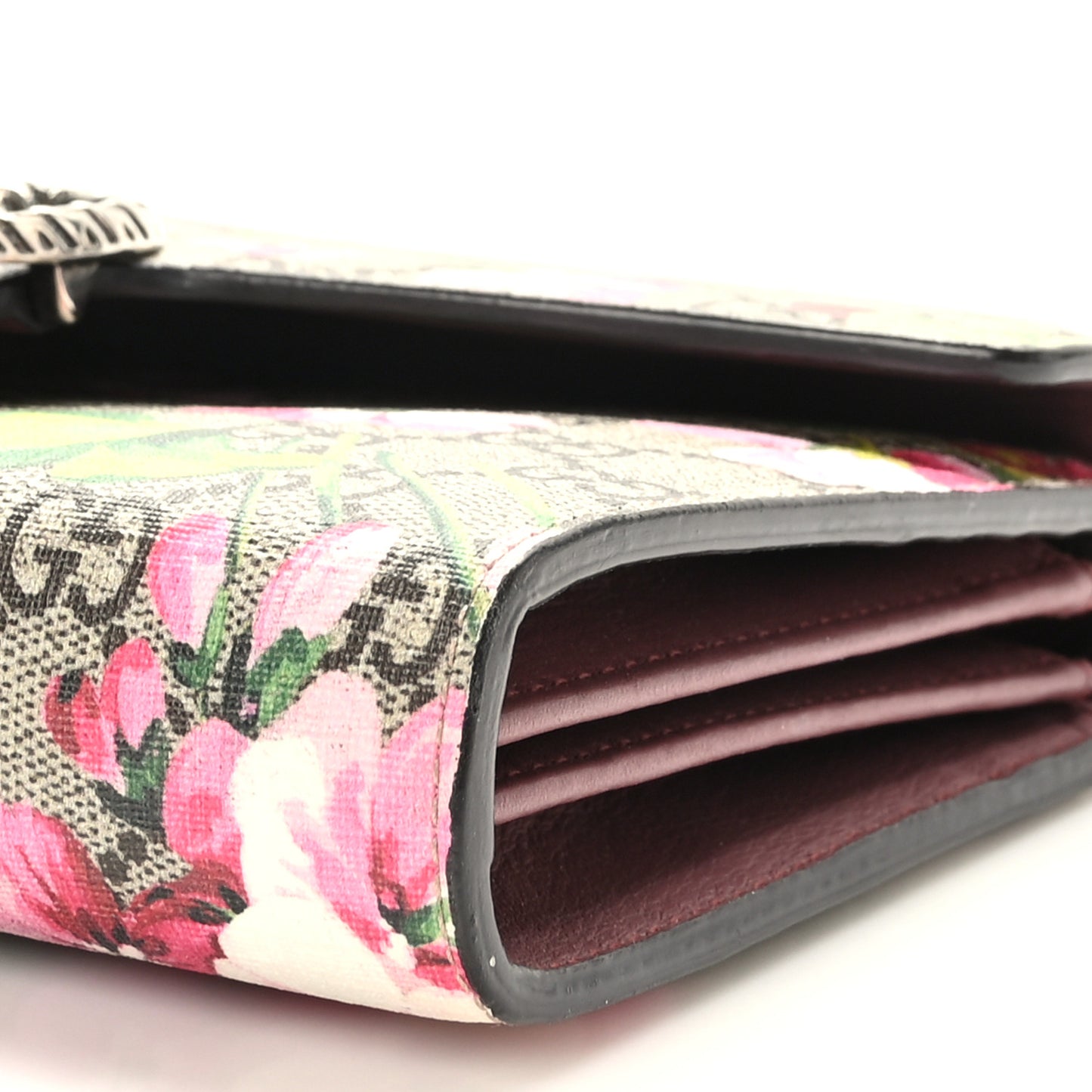 GG Supreme Monogram Blooms Mini Dionysus Chain Wallet Beige Multicolor Dry Rose