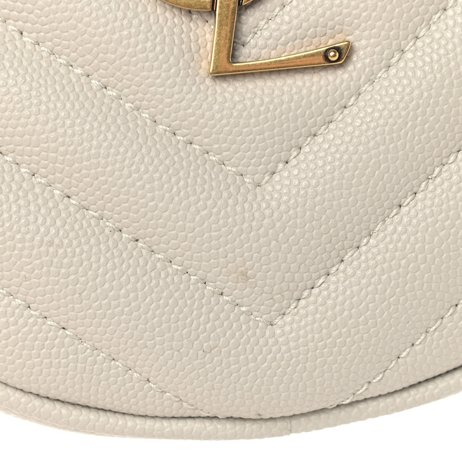 Saint Laurent Grain De Poudre Matelasse Chevron Quilted Round Vinyle Camera Bag Crema Soft 10 of 11
