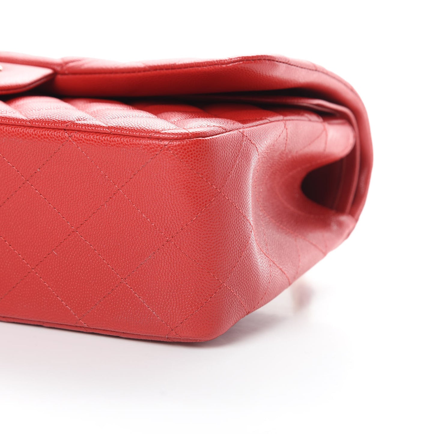 Caviar Quilted Jumbo Double Flap Red