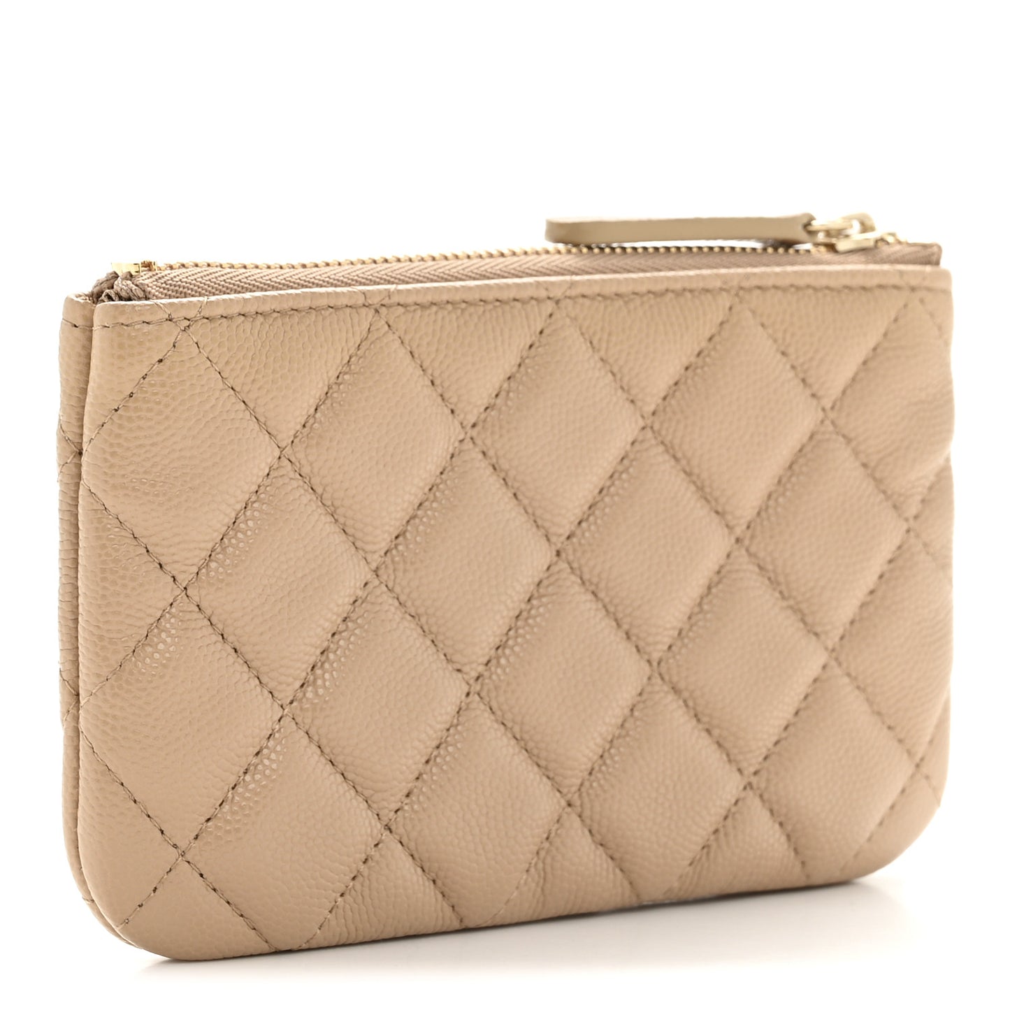 Caviar Quilted Small Cosmetic Case Beige