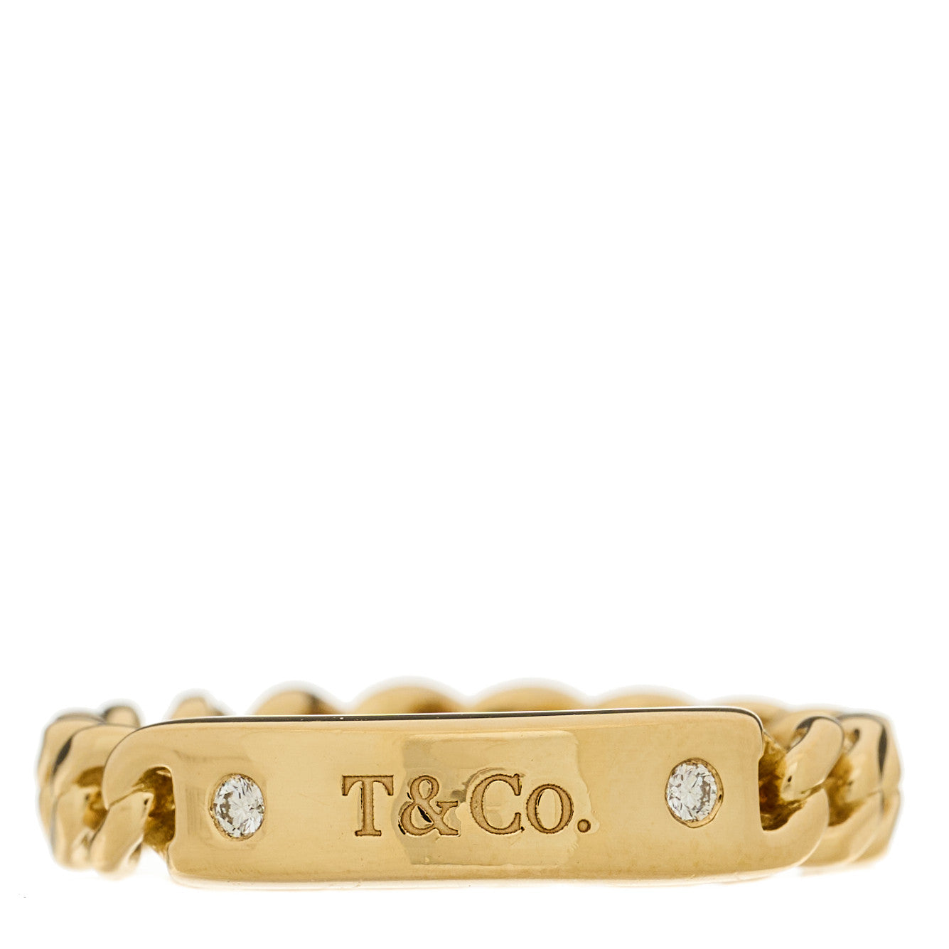 18K Yellow Gold Diamond Micro Link Ring 49 5