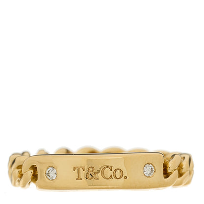 Tiffany 18K Yellow Gold Diamond Micro Link Ring 49 5 1 of 5