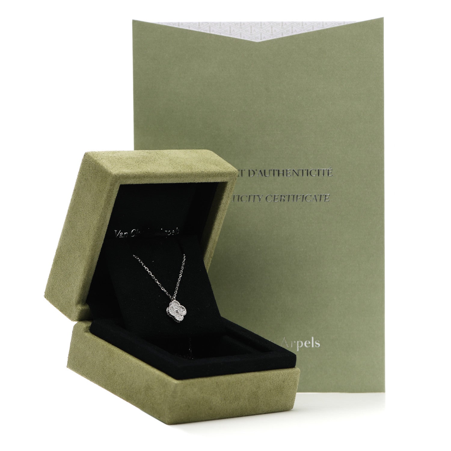 Van Cleef & Arpels 18K White Gold Diamond Sweet Alhambra Pendant Necklace 6 of 6