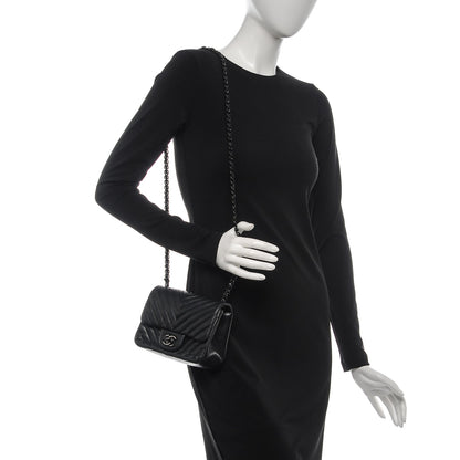 Chanel Lambskin Chevron Quilted Mini Square Flap So Black 2 of 8