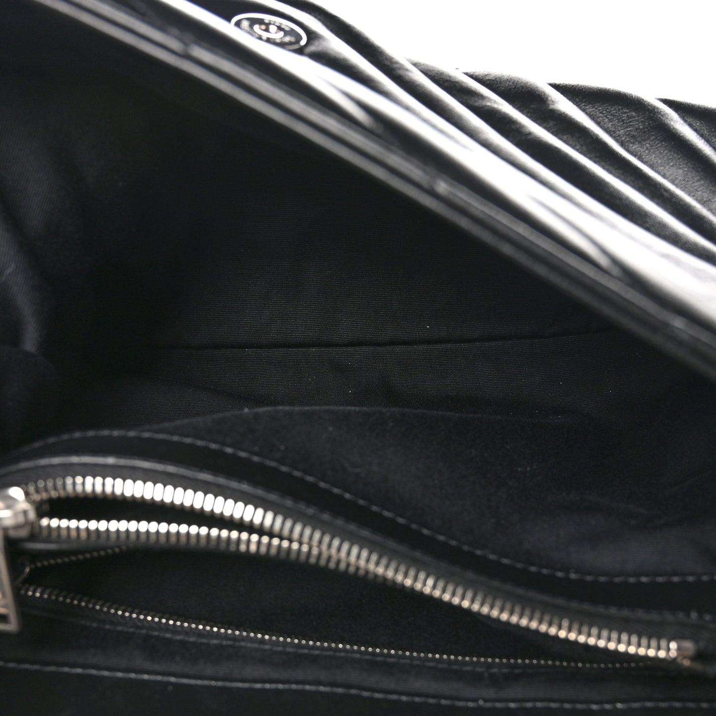Calfskin Y Quilted Monogram Medium Loulou Chain Satchel Black