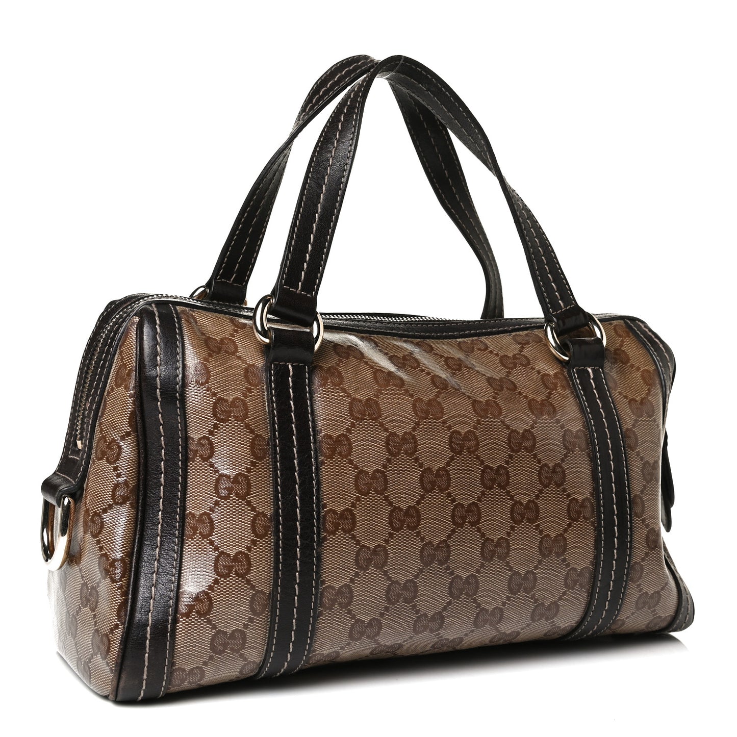 Crystal Monogram Duchessa Boston Bag Brown