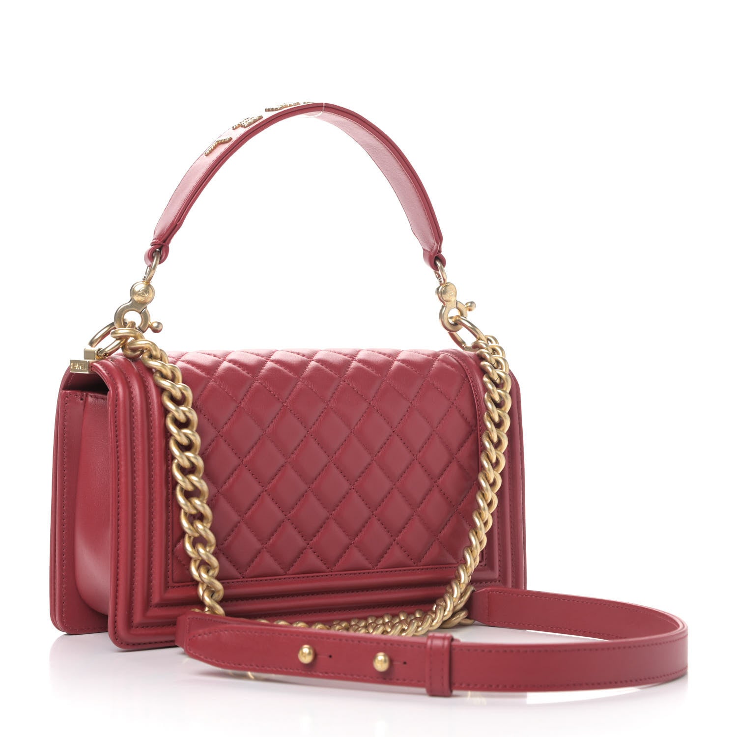Chanel Calfskin Medium Boy Logo Top Handle Flap Red 2 of 4