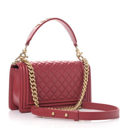 Chanel Calfskin Medium Boy Logo Top Handle Flap Red 2 of 4