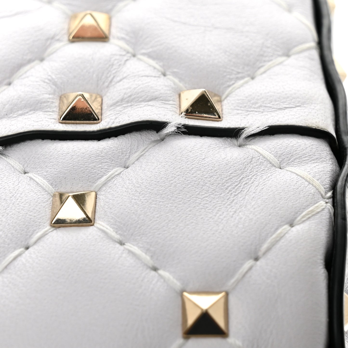 Lambskin VLTN Print Medium Rockstud Spike Shoulder Bag Optic White Black