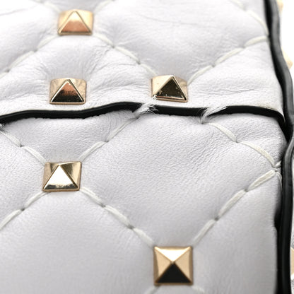 Valentino Garavani Lambskin VLTN Print Medium Rockstud Spike Shoulder Bag Optic White Black 14 of 14