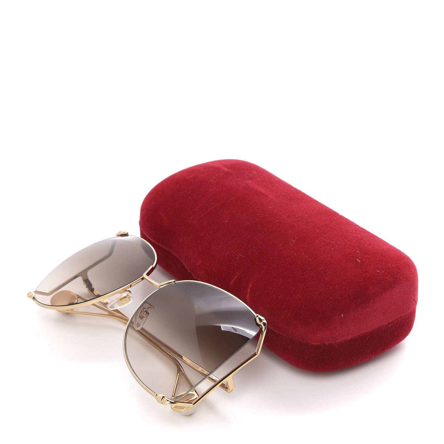 Gucci Oversized Round Sunglasses GG0252S Gold Brown 8 of 8