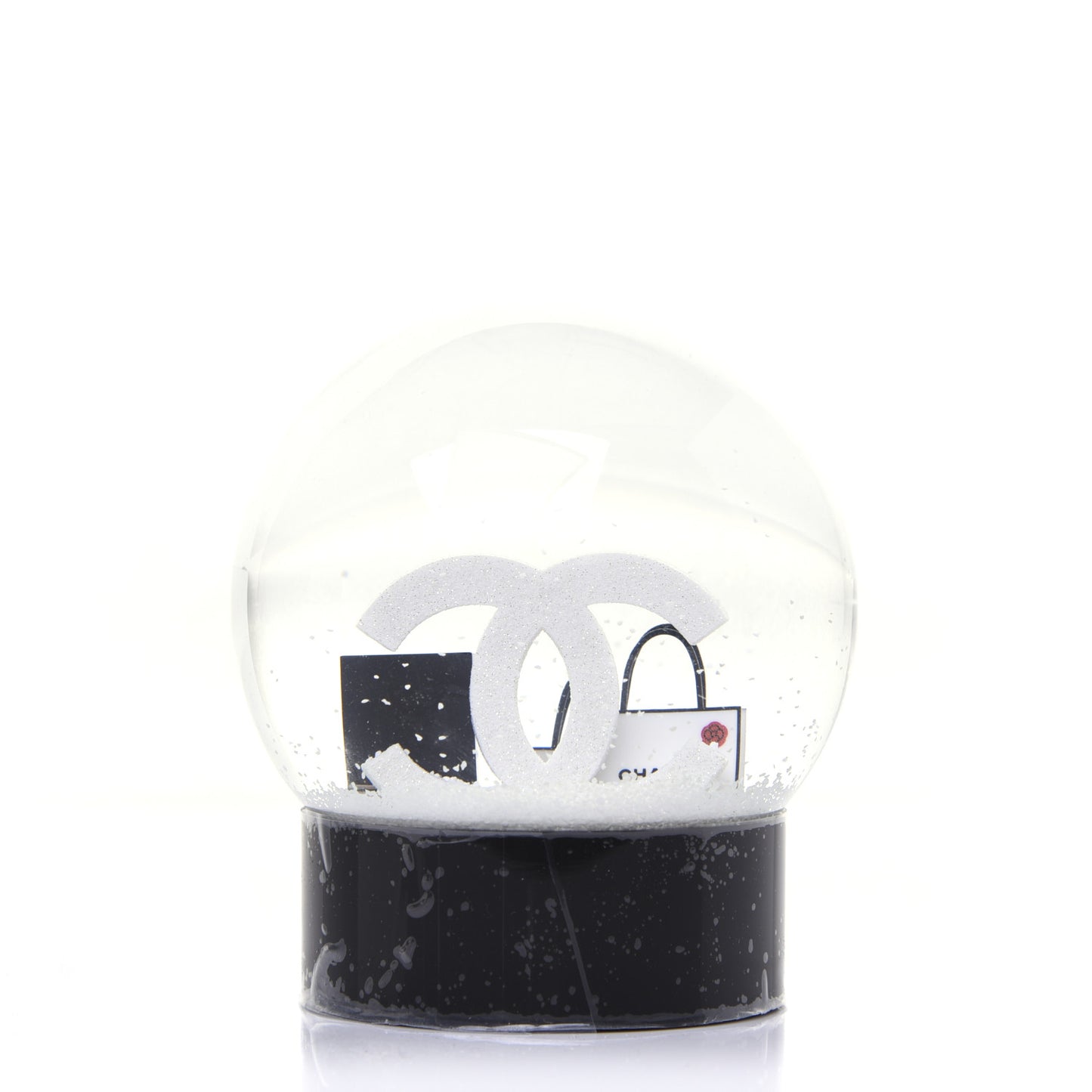 Glass CC Shopping Bag Snow Globe
