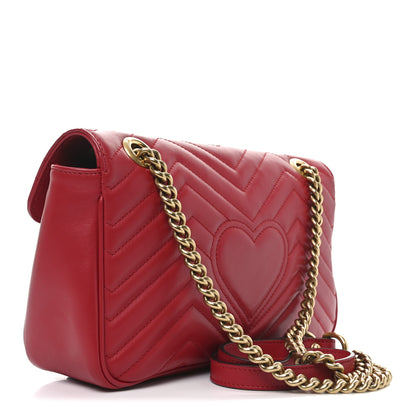 Gucci Calfskin Matelasse Small GG Marmont Shoulder Bag Hibiscus Red 3 of 10