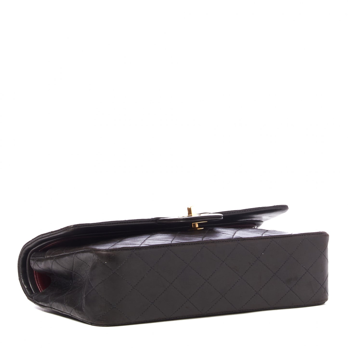 Lambskin Quilted Medium Double Flap Black