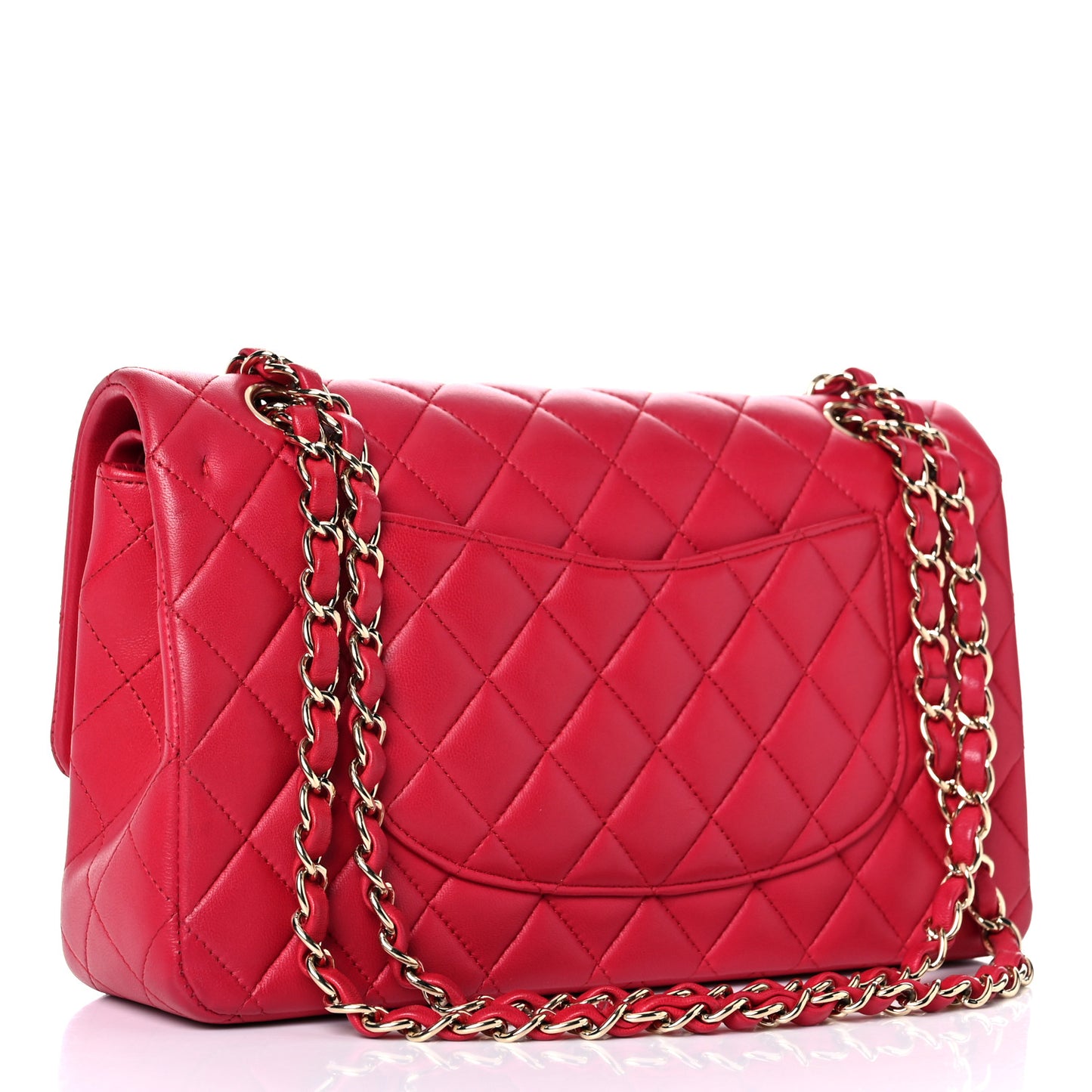 Lambskin Quilted Medium Double Flap Dark Pink