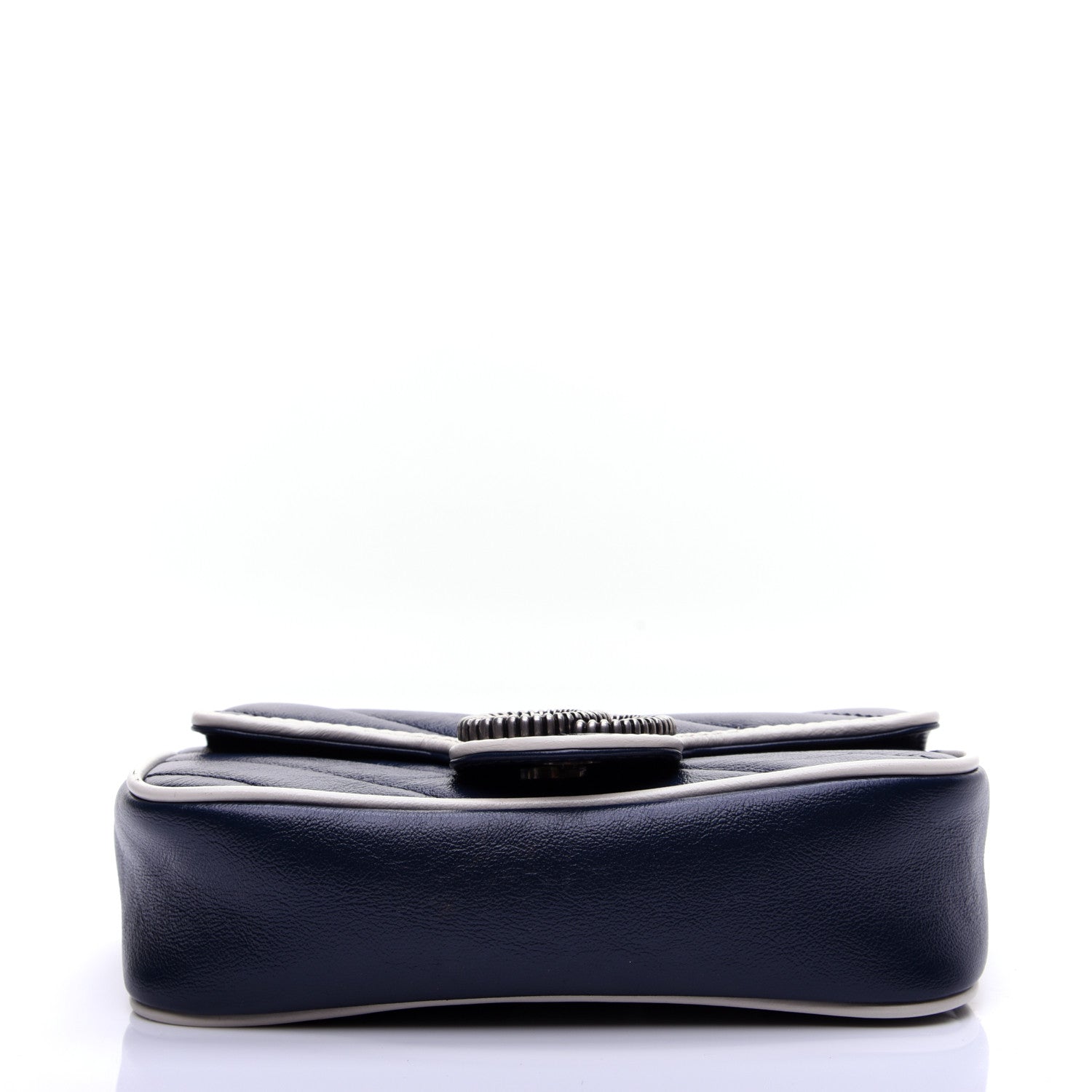 Gucci Vintage Effect Calfskin Matelasse Diagonal Super Mini Torchon GG Marmont Shoulder Bag Blue Agata Mystic White 10 of 15