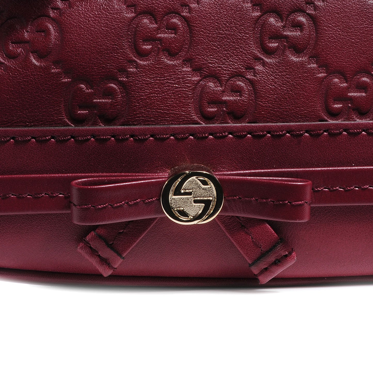 Guccissima Small Mayfair Bow Detail Shoulder Bag Cherry